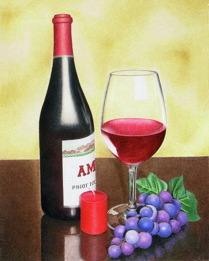 Wine and grapes Drawing by Ashley Macinnis Fine Art America