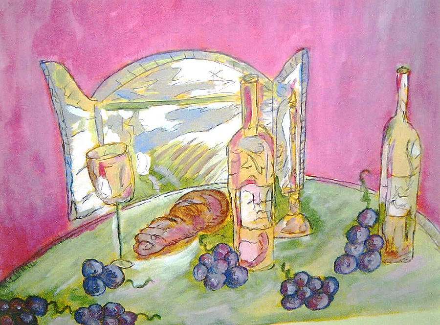 Wine and Grapes Painting by William Bowers