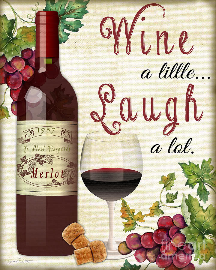 Wine and Laugh-JP3566 Painting by Jean Plout