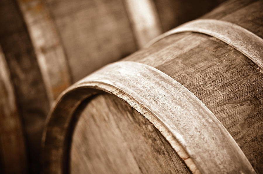Wine Barrel in Cellar Photograph by Brandon Bourdages