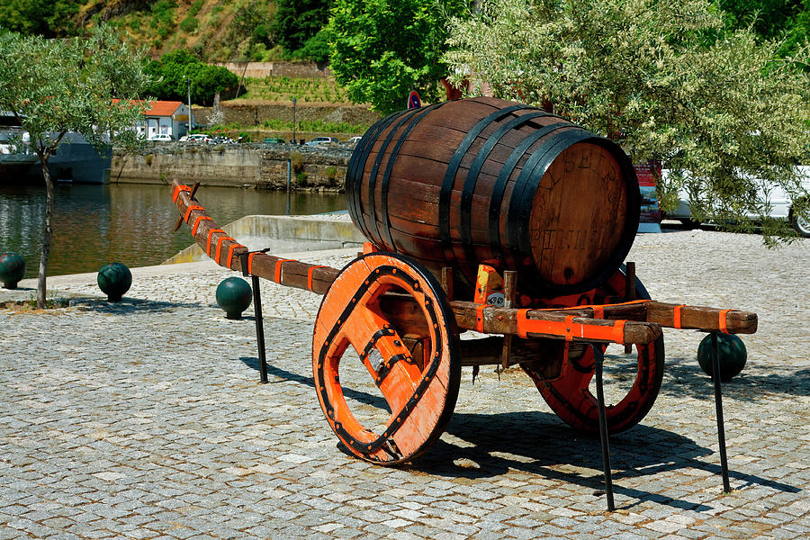 Wine Barrel on Cart Photograph by Sally Weigand