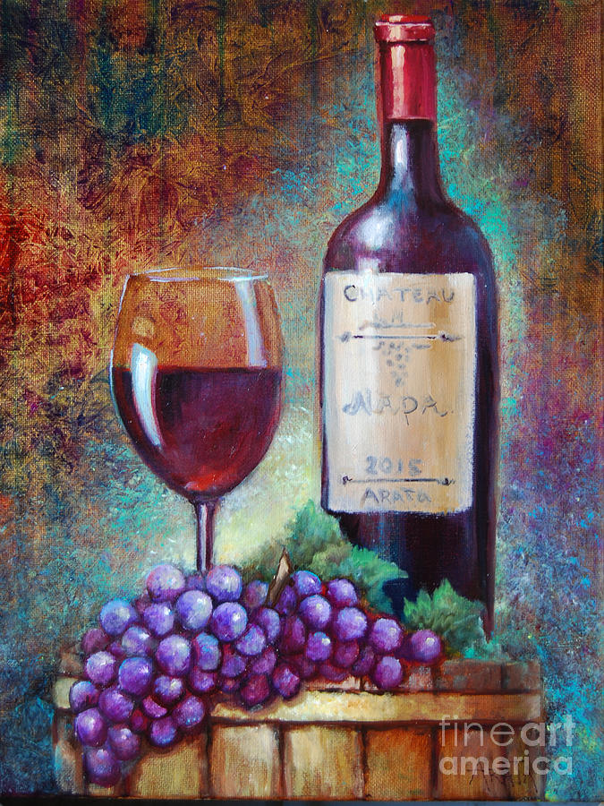 Wine Barrel Tasting Painting by Geraldine Arata