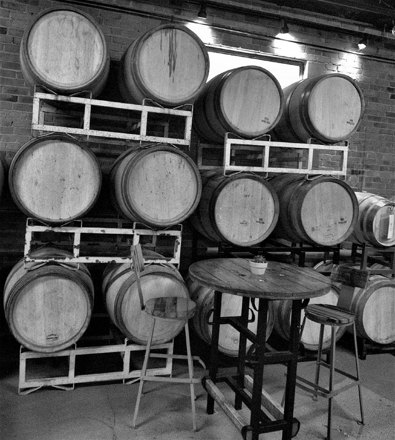 Wine Barrels 2 BW Photograph by Charles HALL