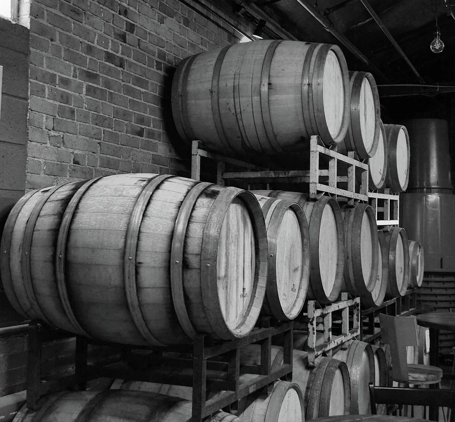Wine Barrels BW Photograph by Charles HALL