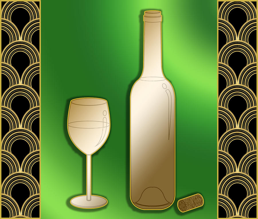 Wine Bottle and Glass Digital Art by Chuck Staley