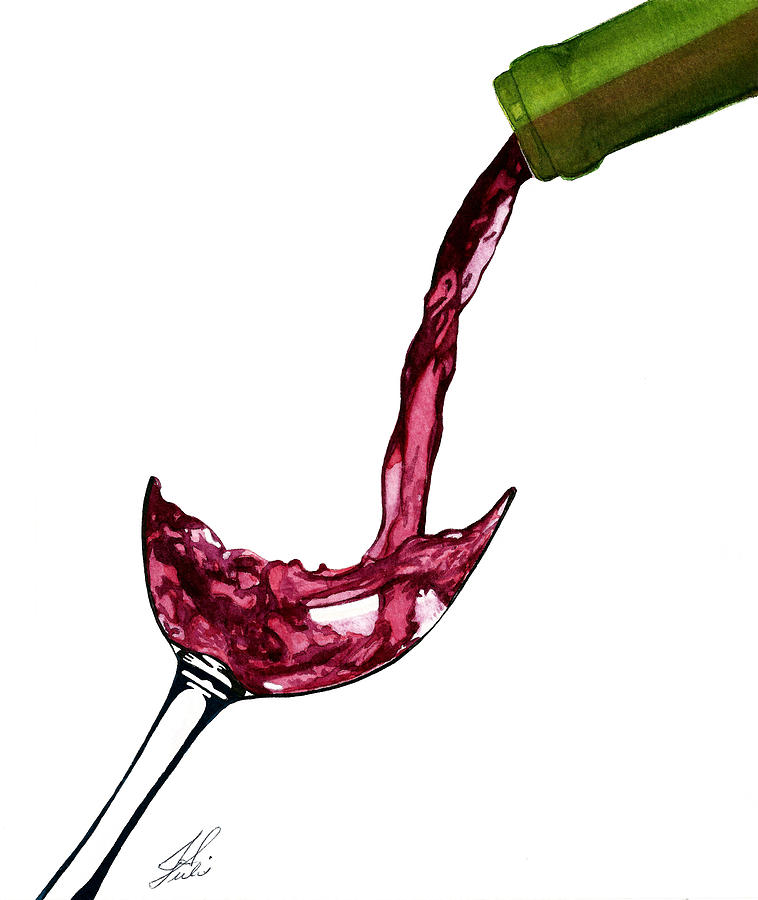 Wine Bottle Pouring Painting by Julie Senf