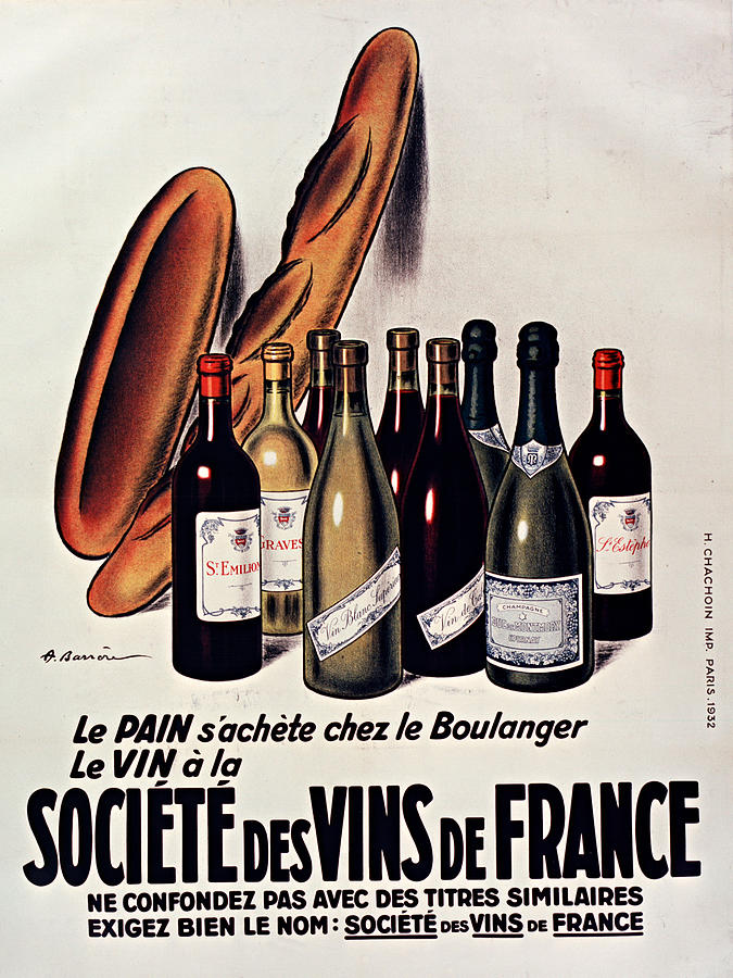 wine - bred - Poster - vintage - wall art - art print - alcool Drawing
