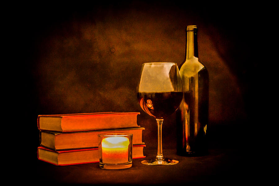 Book Photograph - Red Wine by Candlelight #1 by Erin Cadigan