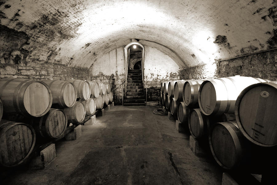 Black And White Photograph - Wine cellar by Scott Lehman