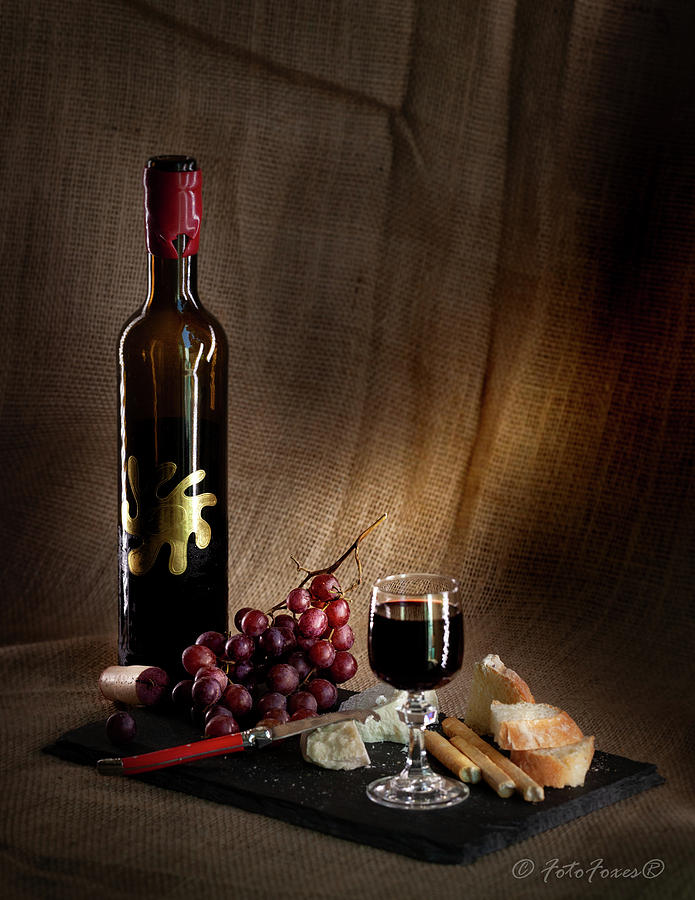 Wine Cheese Grapes Photograph by Alexander Fedin