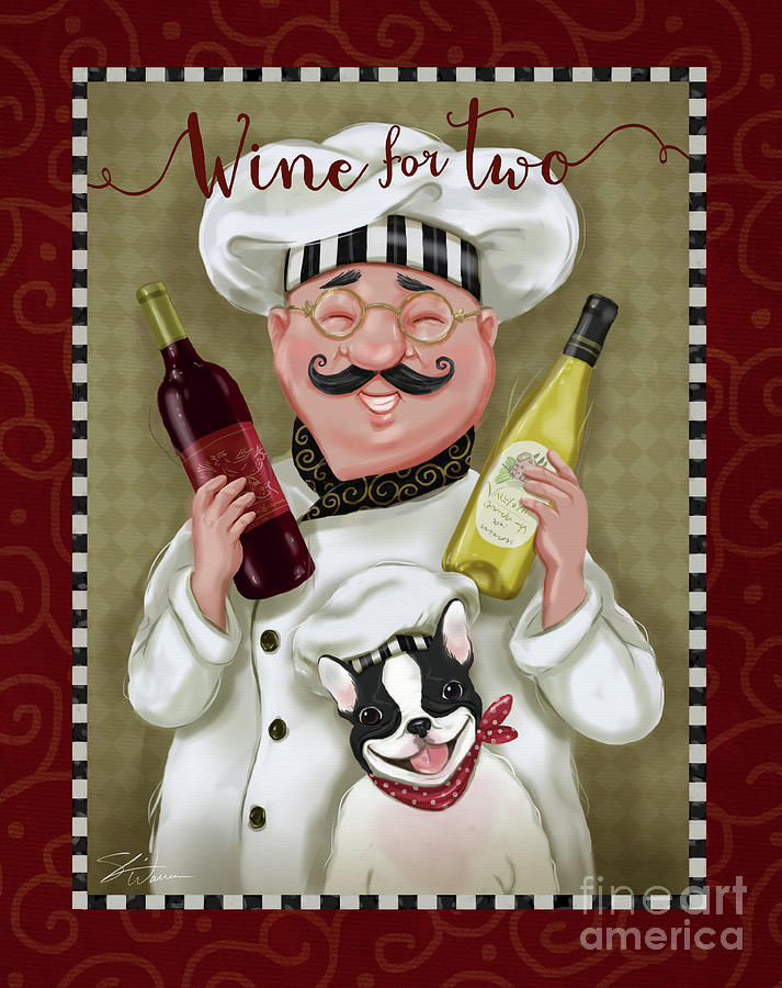 Wine Chef-Wine for Two Mixed Media by Shari Warren