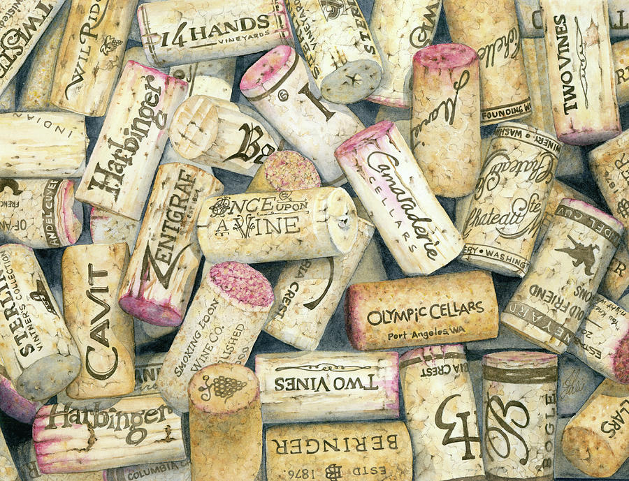 Wine Corks Painting by Julie Senf