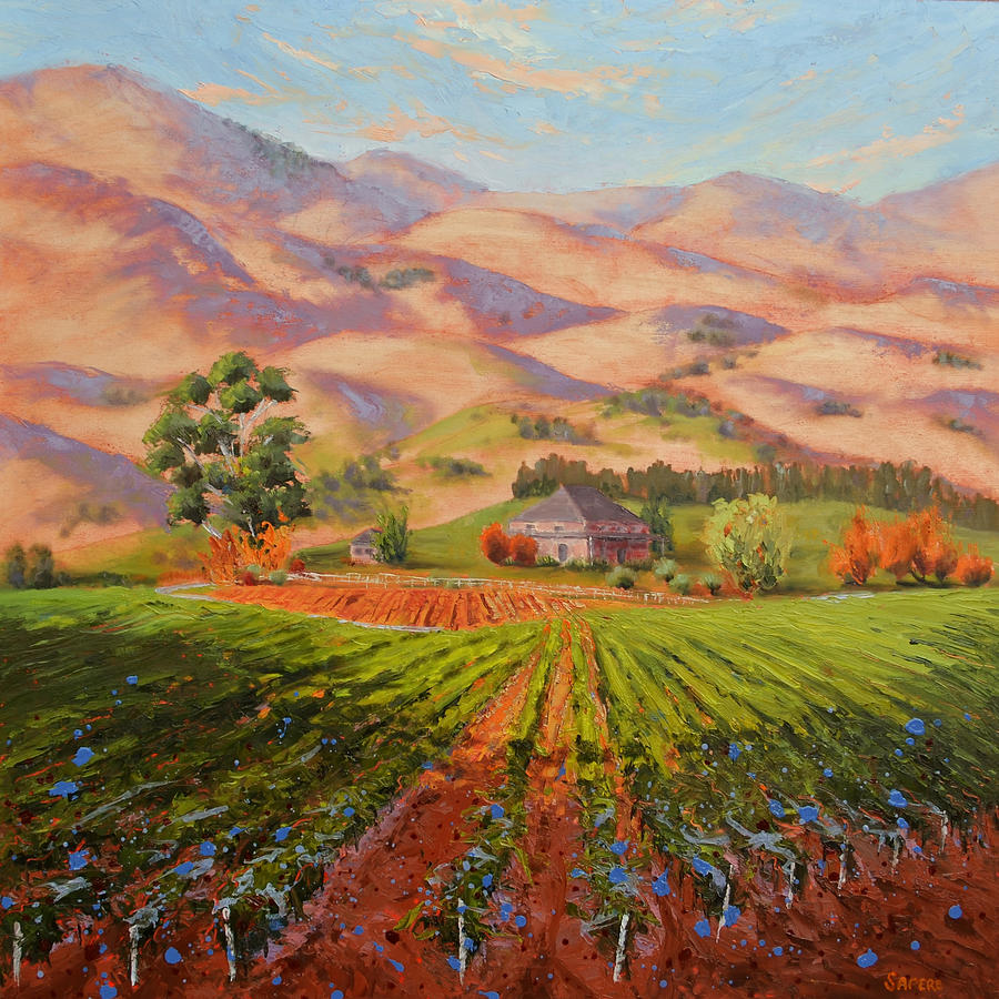 Vineyard Painting - Wine Country II - Talley Vineyard Arroyo Grande by Lynee Sapere Vineyard Painting - Wine Country II - Talley Vineyard Arroyo Grande by Lynee Sapere