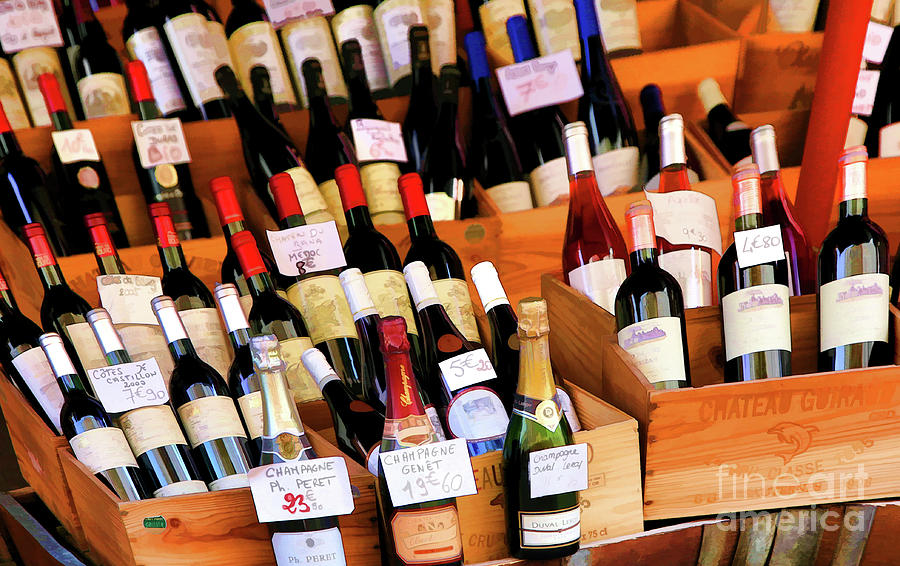 Wine Display Open Market Paris  Photograph by Chuck Kuhn