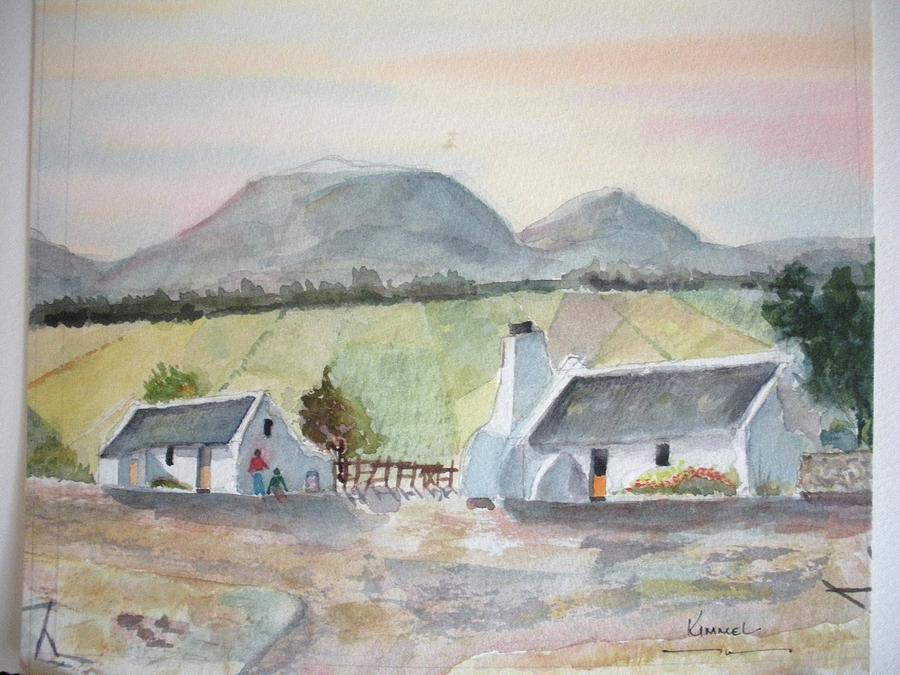 Landscape Painting - Wine Farm Workers Cottages Western Cape South Africa by Harold Kimmel