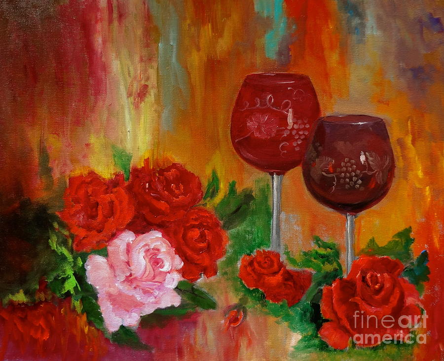 Wine For Two Painting by Jenny Lee