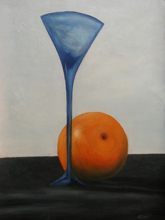 Wine Glass and Orange Painting by Angelo Thomas