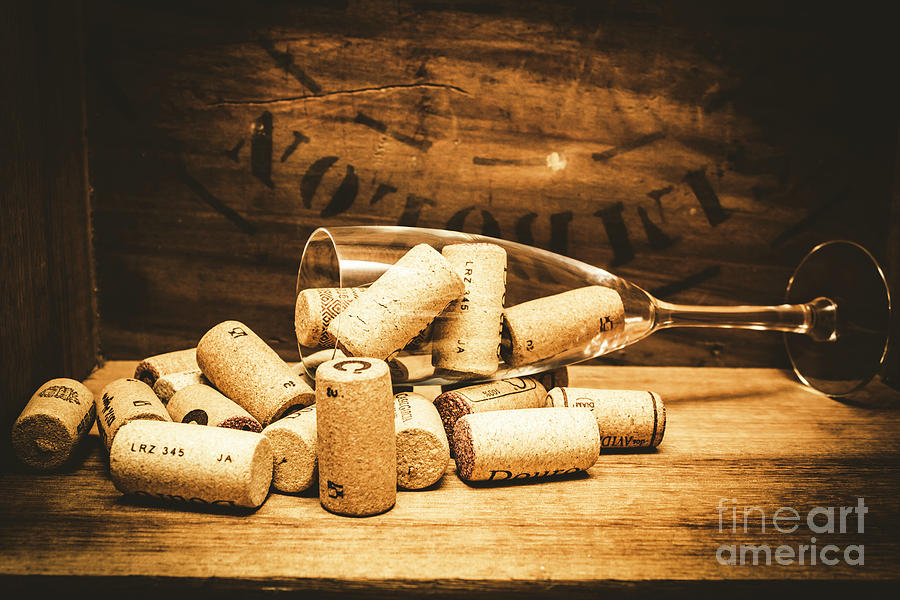 Wine glass with an assortment of bottle corks Photograph by Jorgo Photography