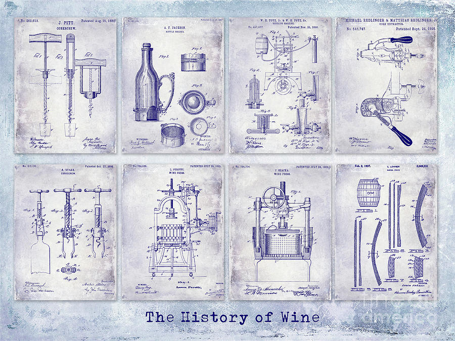 Wine History Patent Blueprint Photograph by Jon Neidert