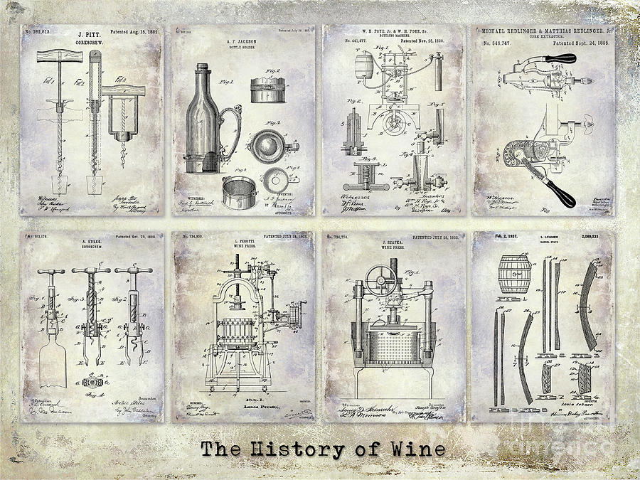 Wine Photograph - Wine History Patents by Jon Neidert