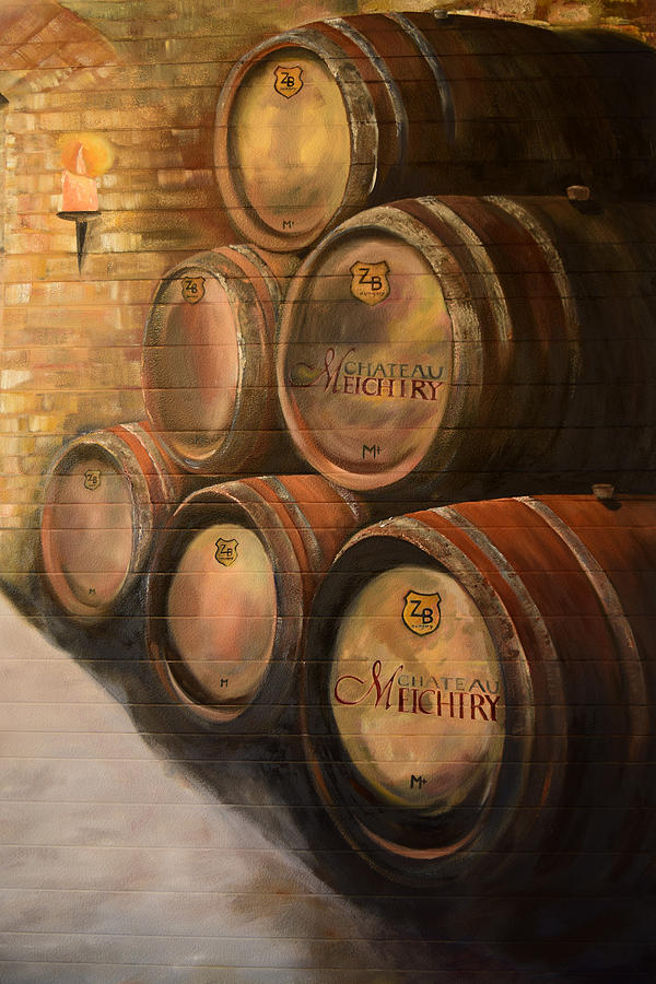 Wine in the Barrels - Chateau Meichtry Painting by Jan Dappen
