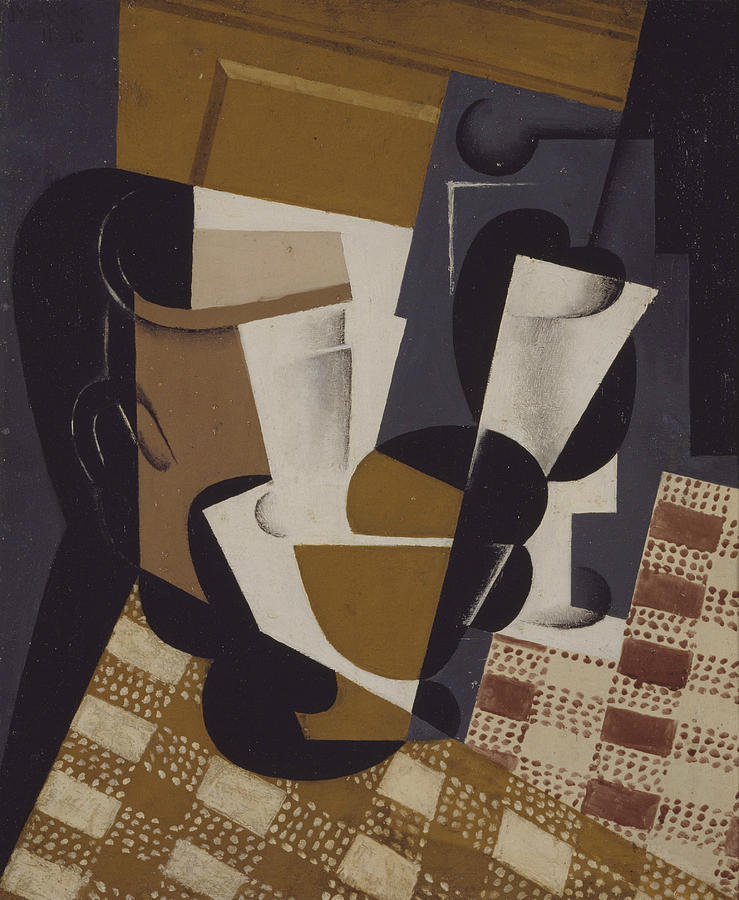 Wine Jug and Glass Painting by Juan Gris