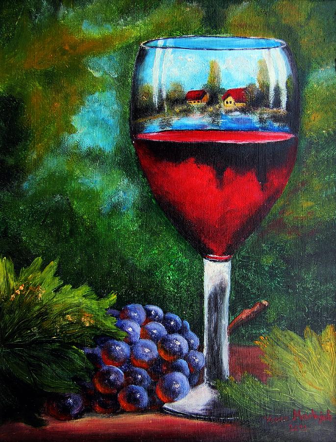 Wine lake 1 Painting by Vesna Martinjak
