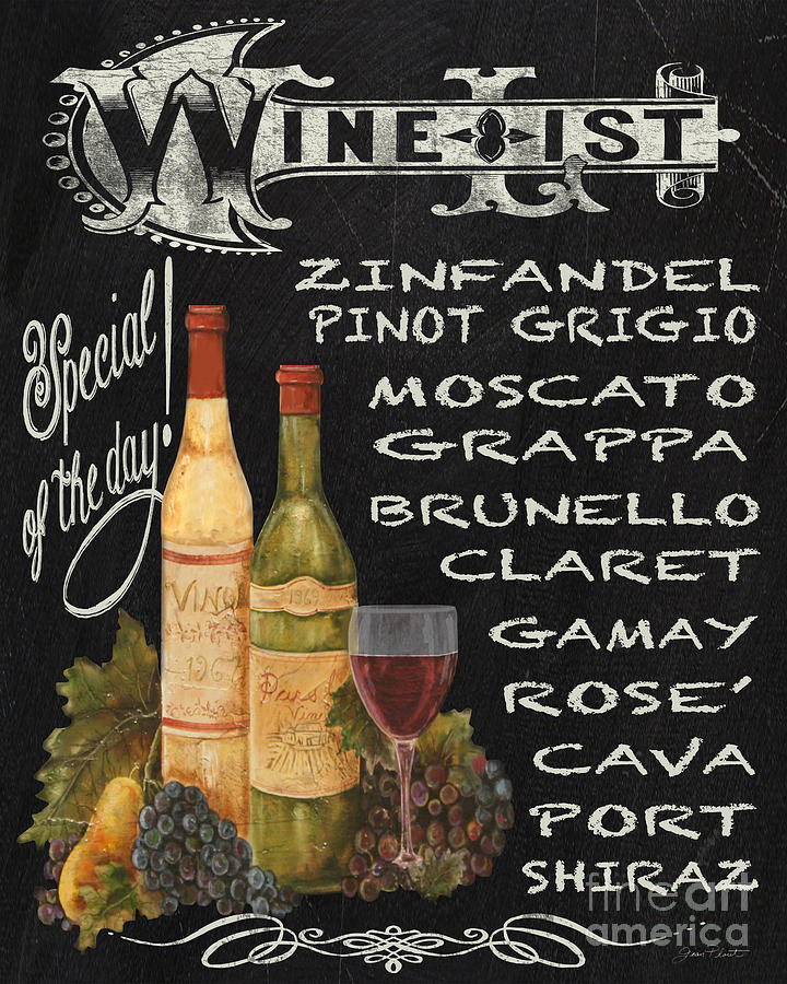 Wine Painting - Wine List-JP3585 by Jean Plout