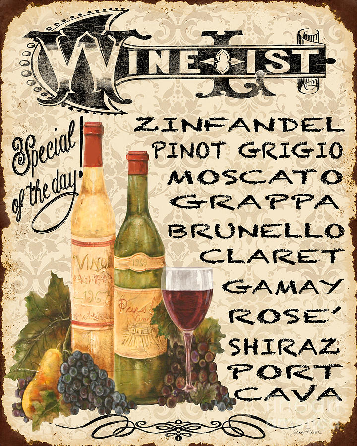 Wine List-JP3588 Painting by Jean Plout