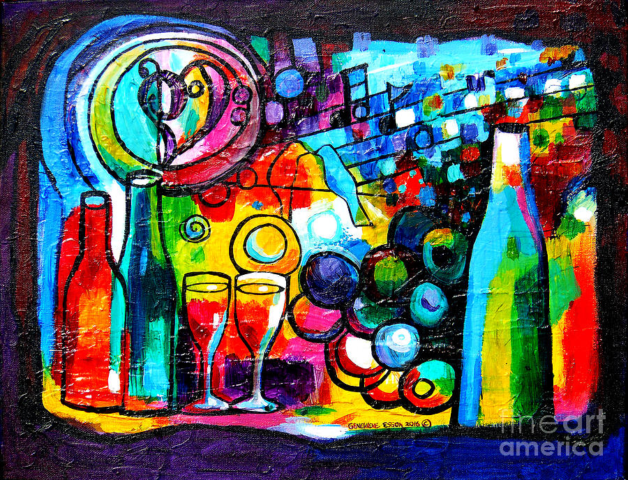 Wine Menagerie Painting by Genevieve Esson