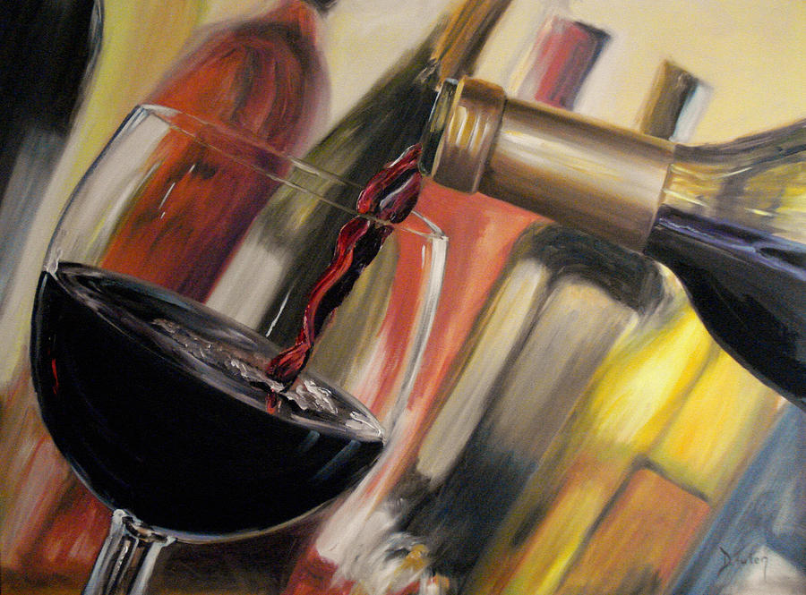 Wine Pour II Painting by Donna Tuten