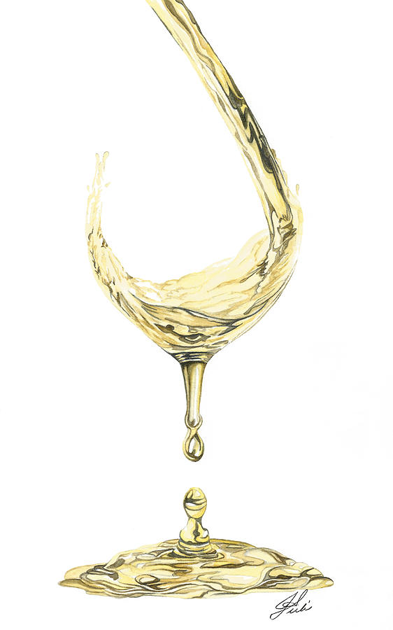 White Wine Pouring Painting by Julie Senf