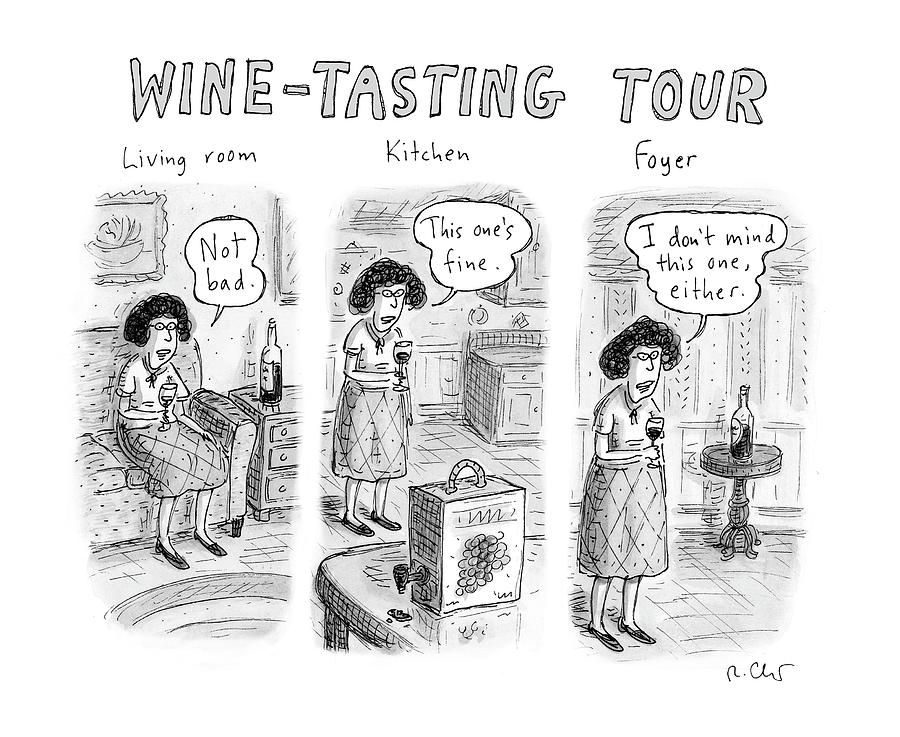 Wine-Tasting Tour Drawing by Roz Chast