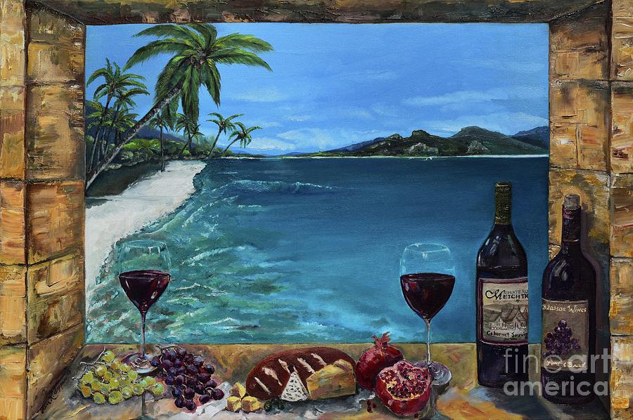 Wine Thirty - Oceanside Painting by Jan Dappen