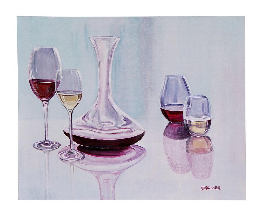 Wine Time Painting by Georgia  Mansur