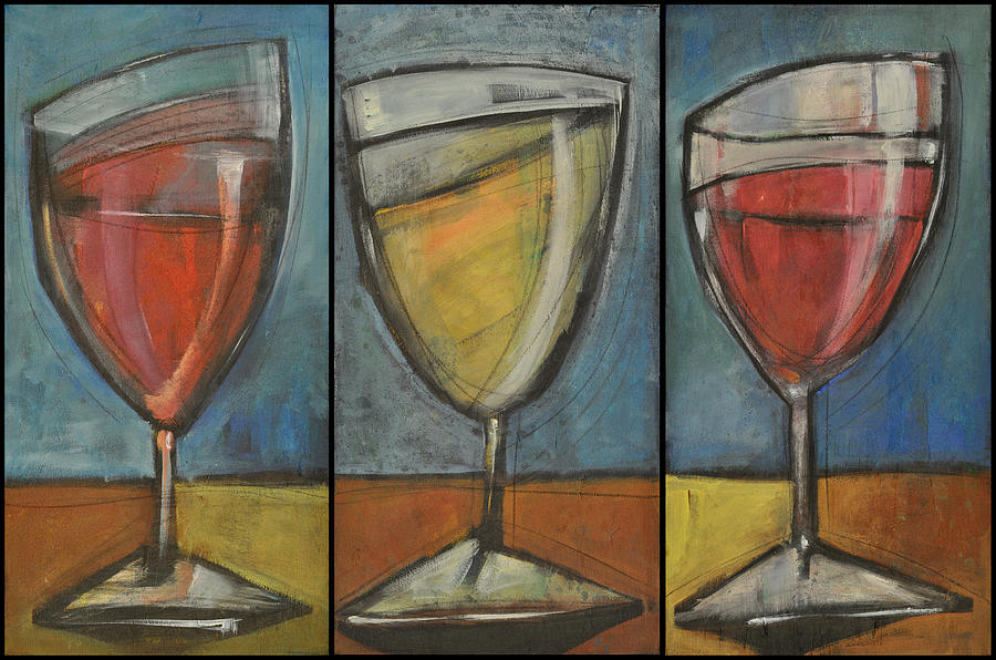 Wine Trio - Option One Painting by Tim Nyberg