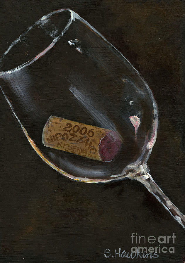 Wine Glass Painting - Wine With Dinner by Sheryl Heatherly Hawkins