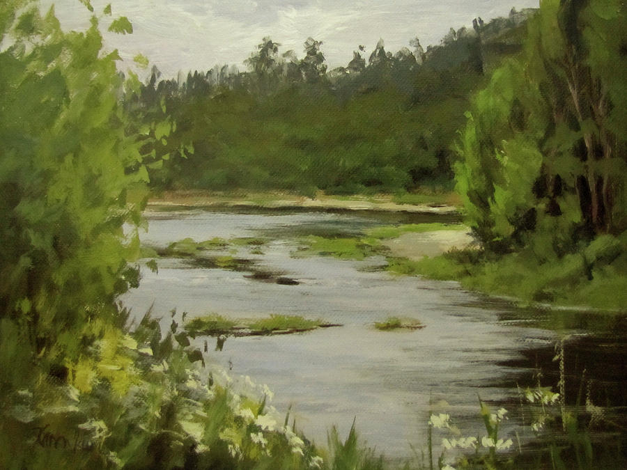 Winery River Painting by Karen Ilari