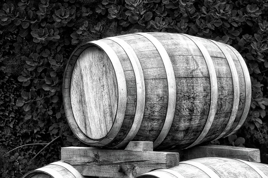 Beer Photograph - Winery Wine Barrel BW by Thomas Woolworth