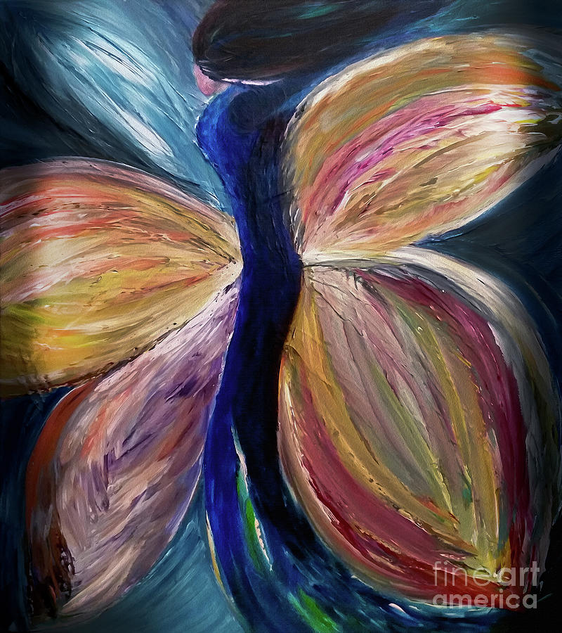 Butterfly Painting - She Flys by Tracy Delfar