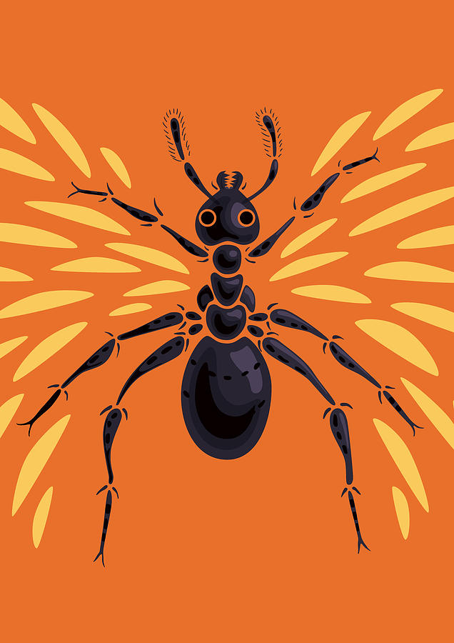 Winged Ant In Fiery Orange Digital Art by Boriana Giormova