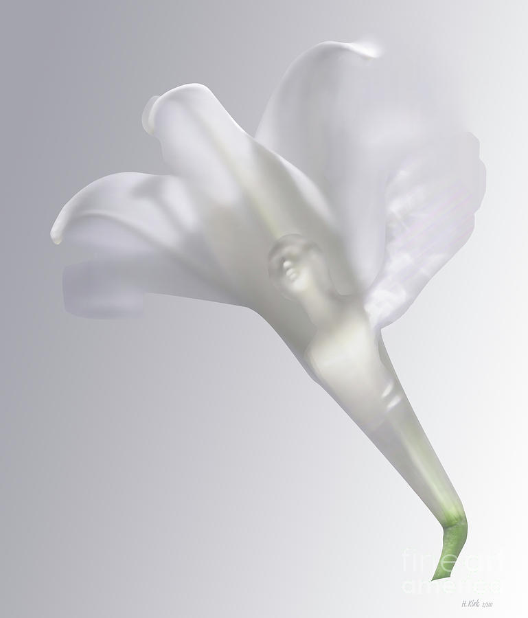Winged Woman in White Lily Photograph by Heather Kirk