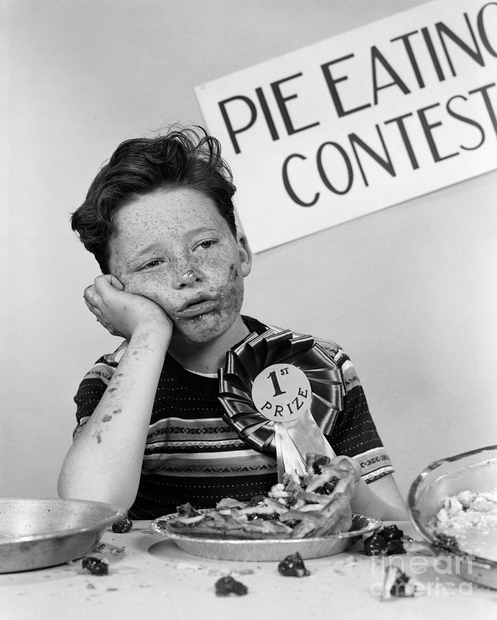 Vintage Photograph - Winner Of Pie-eating Contest, C.1950s by H Armstrong Roberts ClassicStock