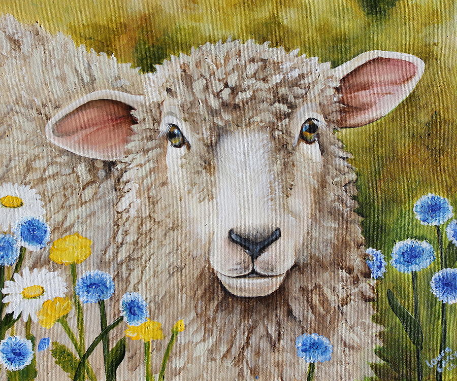 Winnie in the Wild Flowers Painting by Laura Carey
