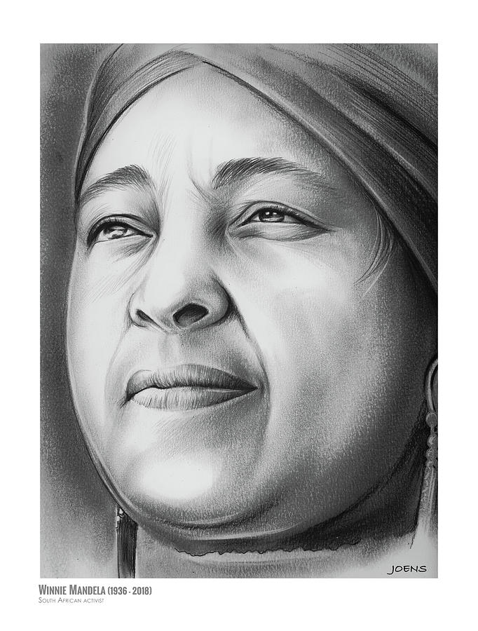 Winnie Mandela Drawing - Winnie Mandela by Greg Joens