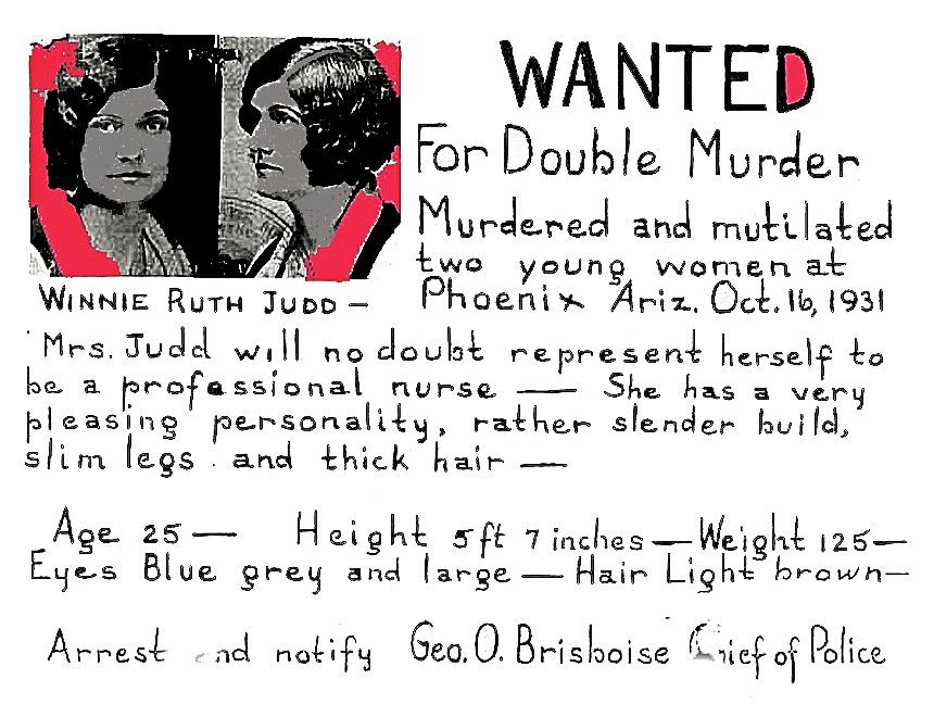 Winnie Ruth Judd wanted poster Phoenix Arizona 1931 color added 2008 Photograph by David Lee Guss
