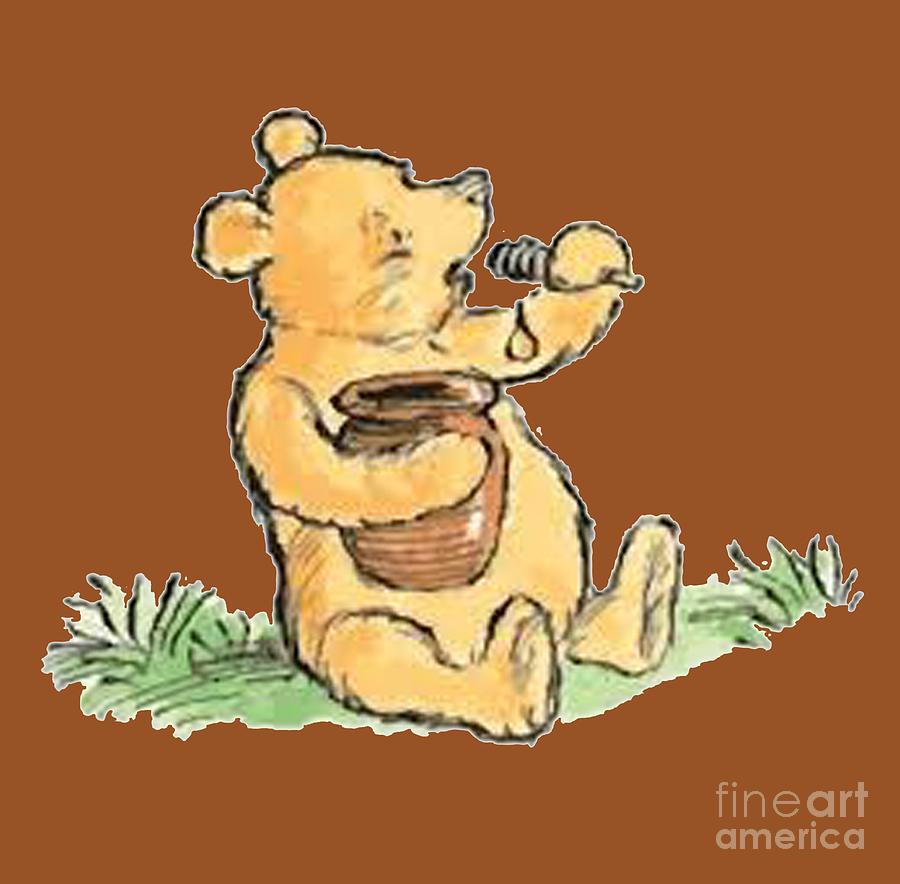 Winnie the Pooh T-shirt Painting by Herb Strobino