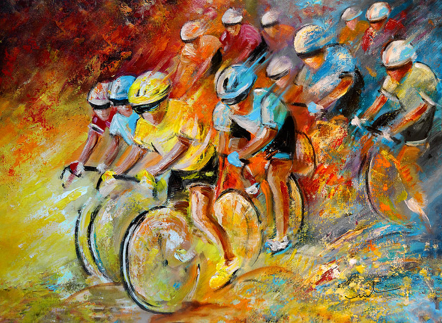 Winning The Tour De France Painting by Miki De Goodaboom