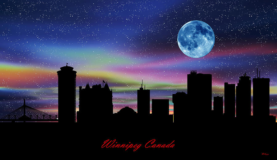 Winnipeg Canada Twilight Skyline Digital Art by Gregory Murray
