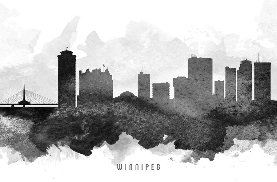 Skyline Painting - Winnipeg Cityscape 11 by Aged Pixel